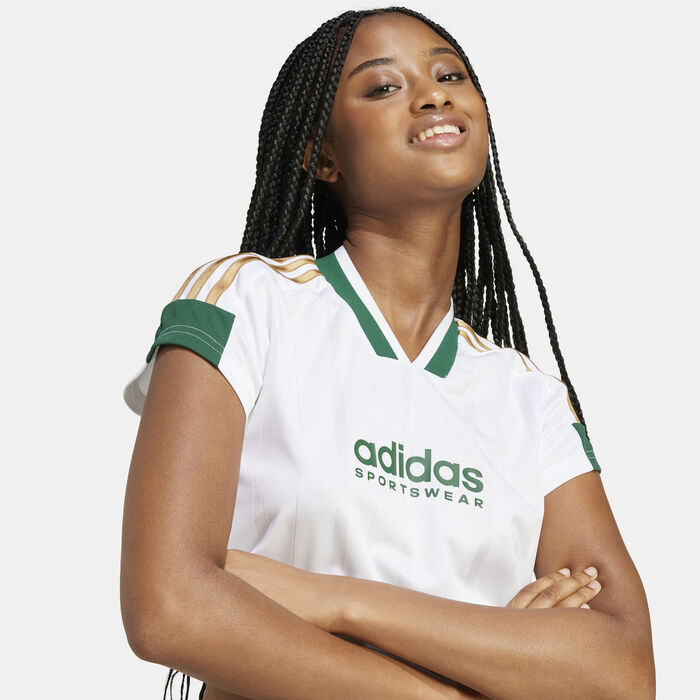 adidas Women's Tiro Cut 3-Stripes Cropped Jersey White image number 3