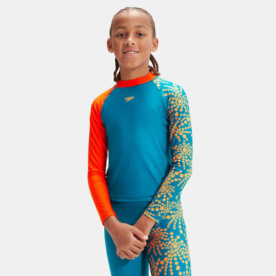 Speedo Kids' Printed Long Sleeve Rashguard Green