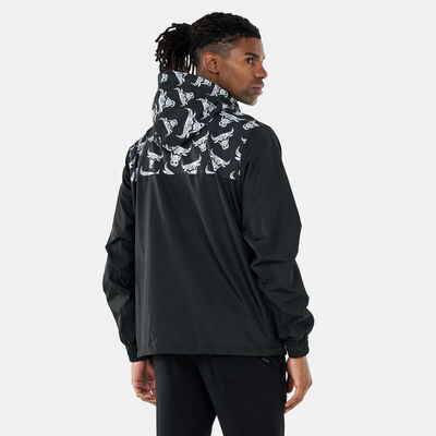 New Era Men's Chicago Bulls Distressed Logo Windbreaker Jacket Black