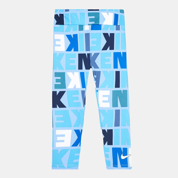 Nike Kids' Block Print Printed Leggings (Younger Kids) Blue image number 0