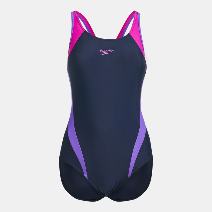 Speedo Women's Splice Muscleback Swimsuit Blue image number 0