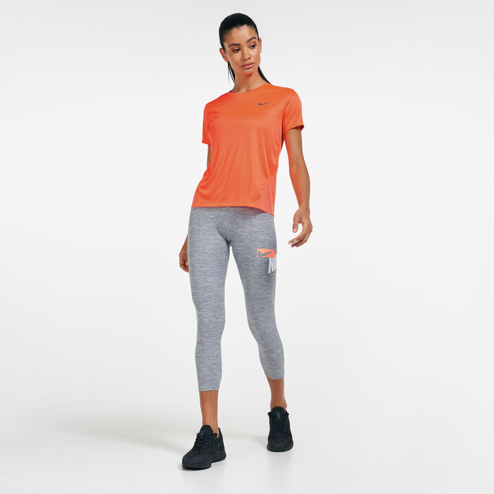 Nike Women's Miler Running T-Shirt Orange Nike Women's Miler Running T-Shirt Orange image number 2