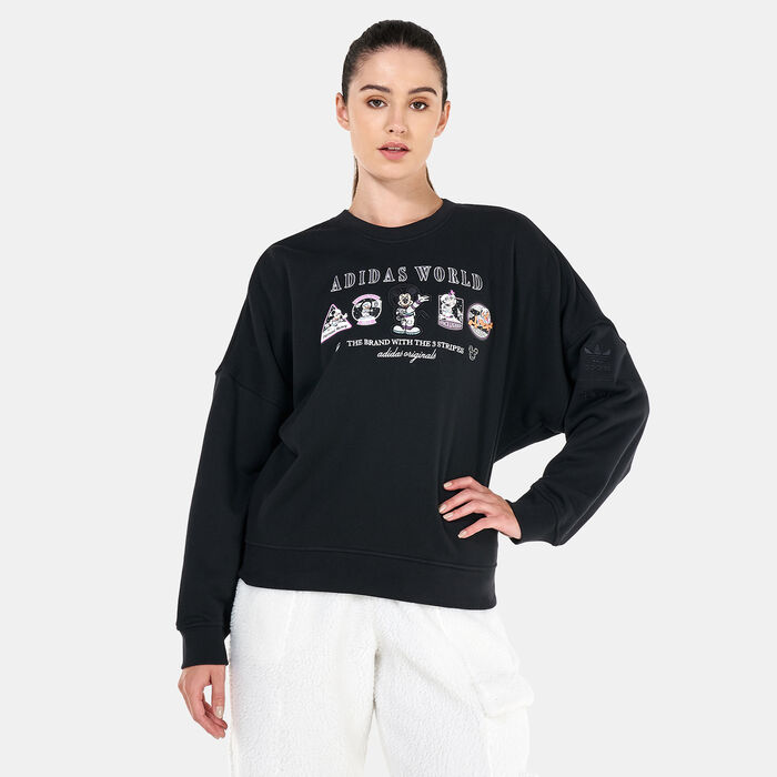 adidas Originals Women's Loose Disney Sweater Black adidas Originals Women's Loose Disney Sweater Black image number 0