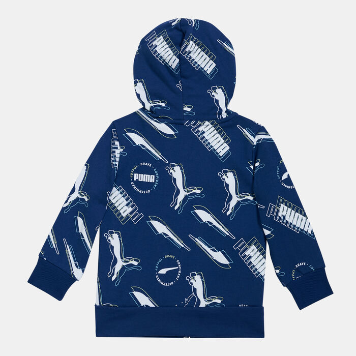 PUMA Kids' Alpha Allover Print Full-Zip Hoodie Blue PUMA Kids' Alpha Allover Print Full-Zip Hoodie Blue image number 1