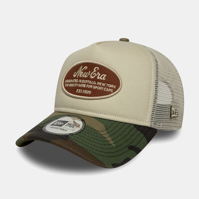 New Era Men's Oval Patch Camo Trucker Cap Beige