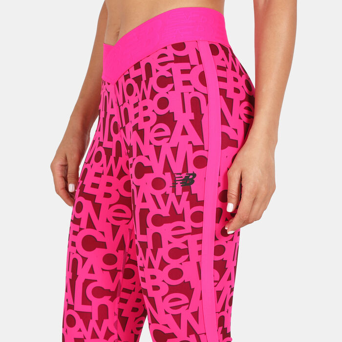 New Balance Women's Relentless Printed High Rise 7/8 Leggings Pink New Balance Women's Relentless Printed High Rise 7/8 Leggings Pink image number 3