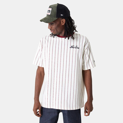 New Era Men's Pinstripe Script T-Shirt White
