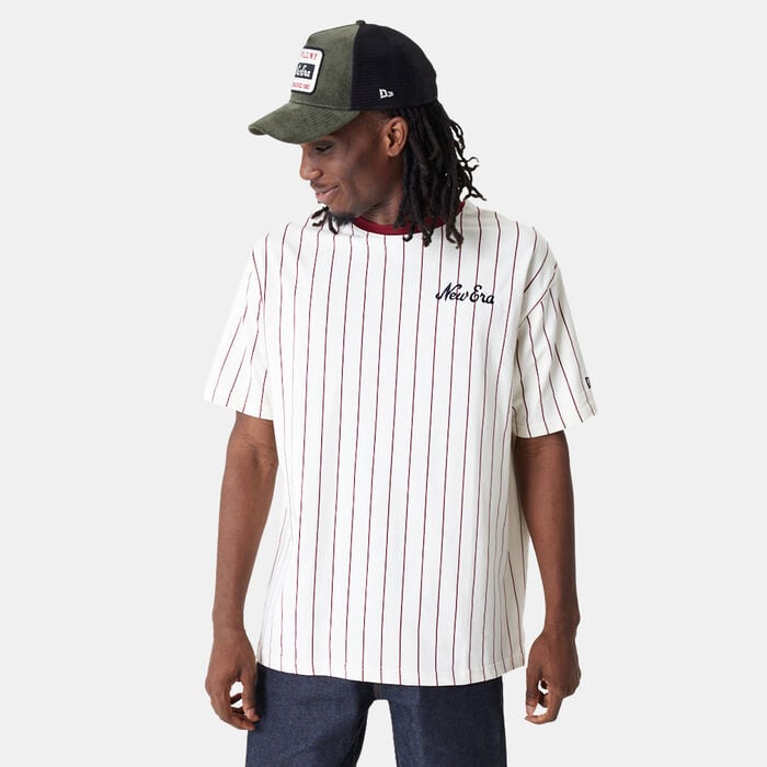 New Era Men's Pinstripe Script T-Shirt White New Era Men's Pinstripe Script T-Shirt White image number 0