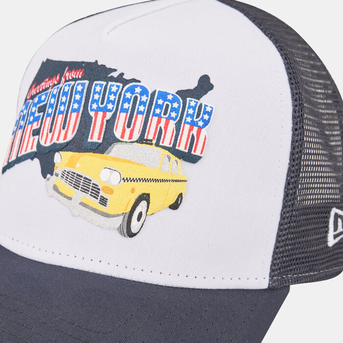 New Era Men's US State NY Wordmark A-Frame Trucker Cap Blue image number 2