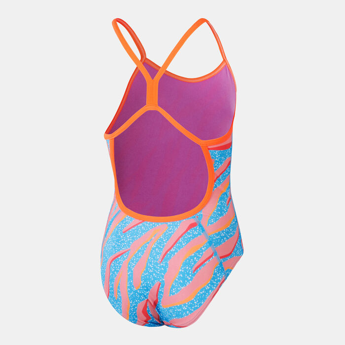 Speedo Kids' Digital Print One-Piece Swimsuit Blue Speedo Kids' Digital Print One-Piece Swimsuit Blue image number 1