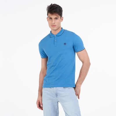 Timberland Men's Millers River Tipped Pique Polo T-Shirt Blue Timberland Men's Millers River Tipped Pique Polo T-Shirt Blue