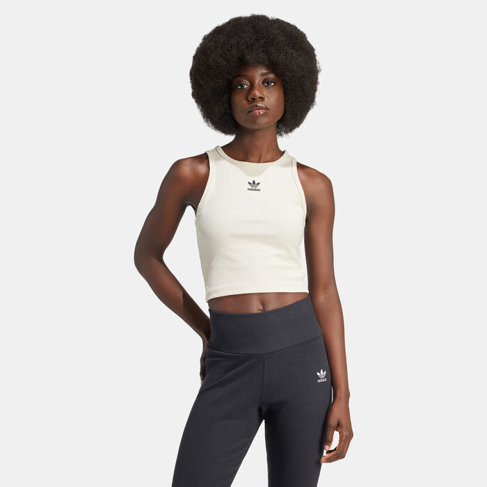 adidas Originals Women's Essentials Ribbed Tank Top Beige adidas Originals Women's Essentials Ribbed Tank Top Beige image number 0