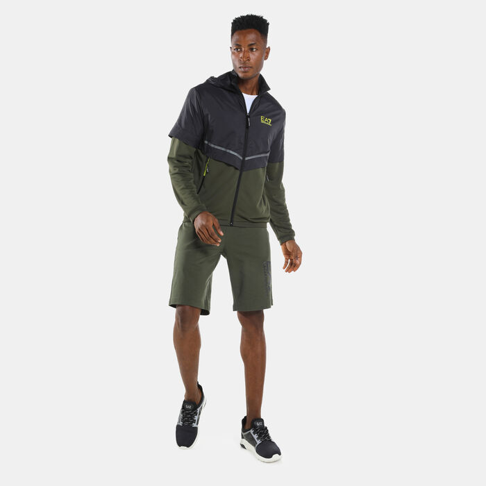 EA7 Emporio Armani Men's Train Athletic Colourblock Hoodie Green EA7 Emporio Armani Men's Train Athletic Colourblock Hoodie Green image number 2