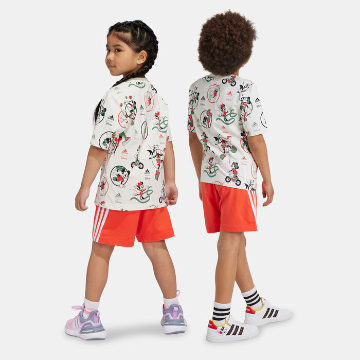 adidas Kids' Disney Mickey Mouse T-Shirt and Shorts Set (Younger Kids) White image number 1