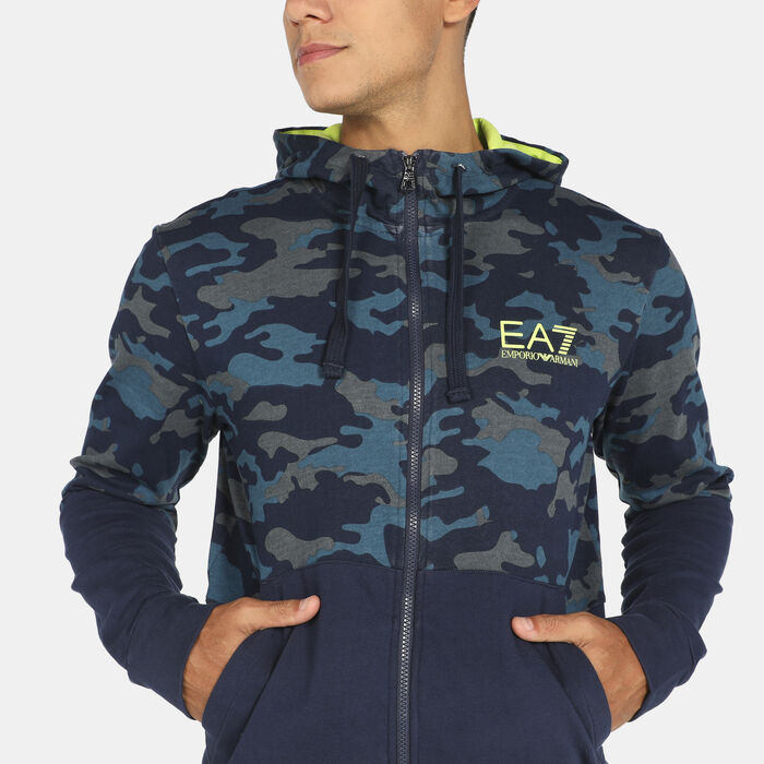 EA7 Emporio Armani Men's Camo Print Zip Hoodie Blue EA7 Emporio Armani Men's Camo Print Zip Hoodie Blue image number 3