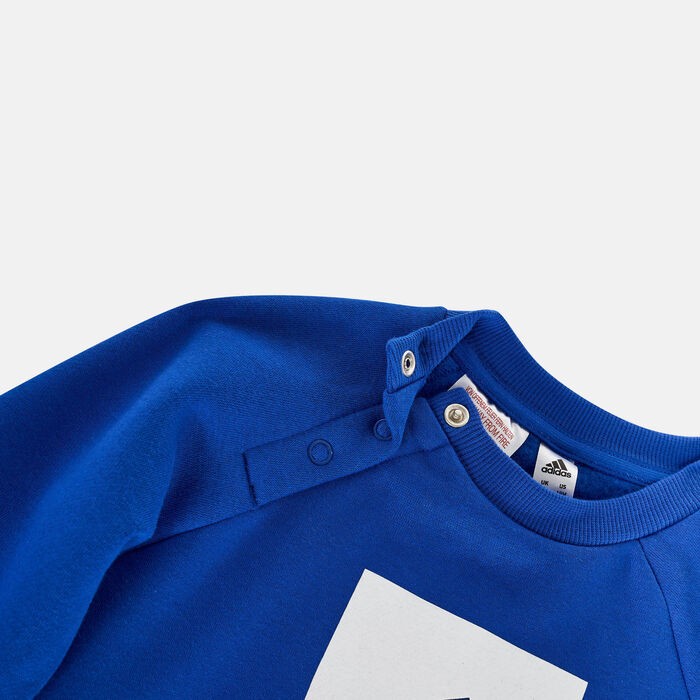 adidas Kids' 3-Stripes Fleece Sweatshirt and Sweatpants Set Blue image number 2