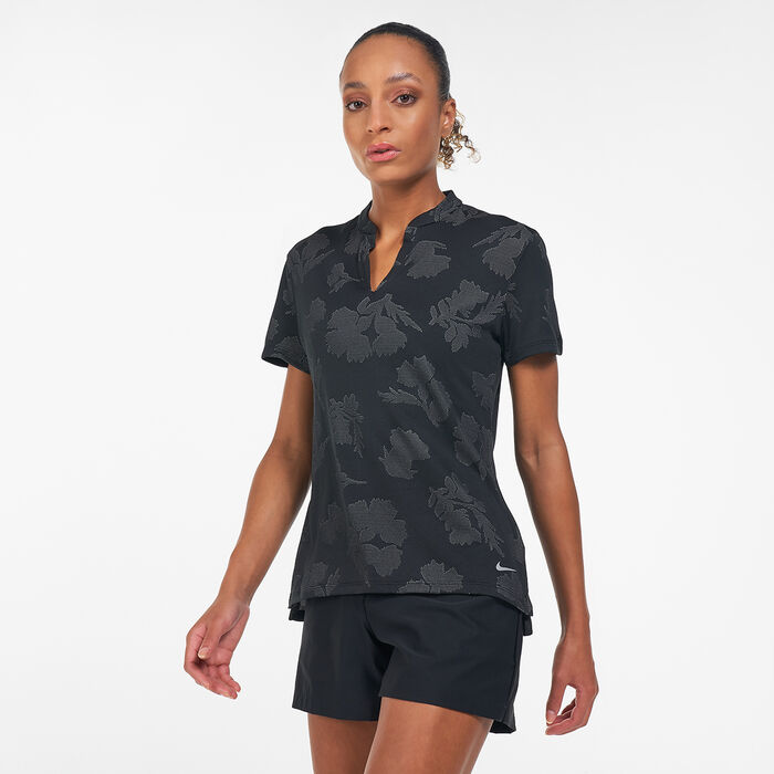 Nike Golf Women's Dri-FIT Victory Floral Polo Shirt Black Nike Golf Women's Dri-FIT Victory Floral Polo Shirt Black image number 0