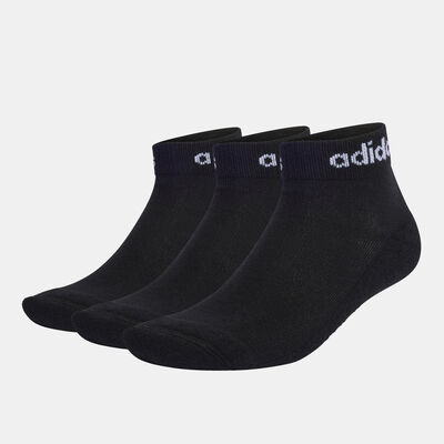 adidas Men's Think Linear Ankle Socks (3 Pairs) Black