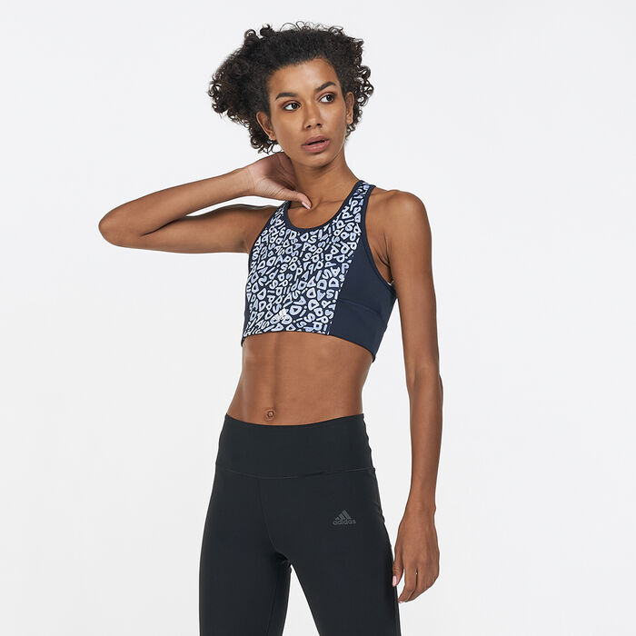 adidas Women's FARM Rio AEROREADY 3-Stripes Print Sports Crop Top Blue adidas Women's FARM Rio AEROREADY 3-Stripes Print Sports Crop Top Blue image number 0