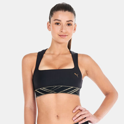PUMA Women's Mid-Impact Deco Glam Sports Bra Black PUMA Women's Mid-Impact Deco Glam Sports Bra Black
