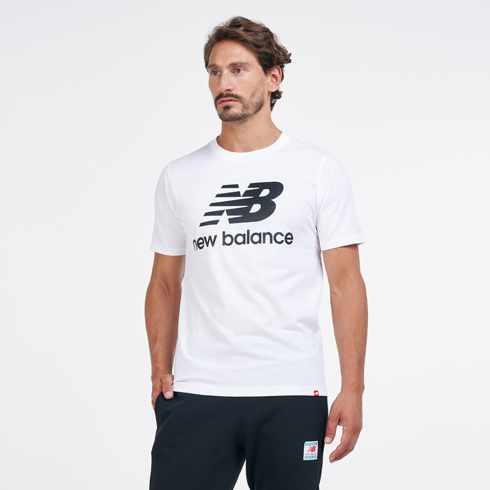 New Balance Men's Essentials Stacked Logo T-Shirt White New Balance Men's Essentials Stacked Logo T-Shirt White image number 0