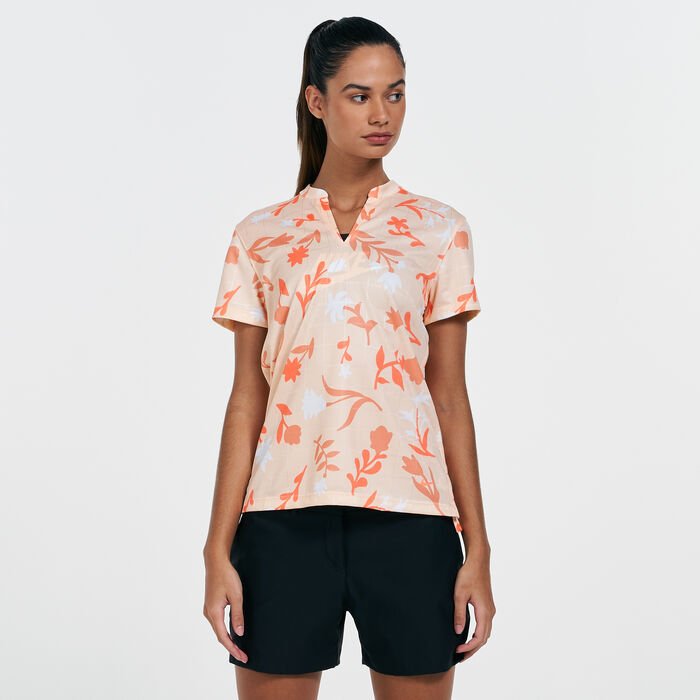 Nike Golf Women's Floral Polo T-Shirt Orange Nike Golf Women's Floral Polo T-Shirt Orange image number 0