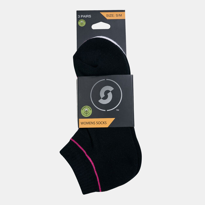 Sun and Sand Sports Women's Half-Cushioned Ankle Socks (3 Pack) - S/M Pink image number 1