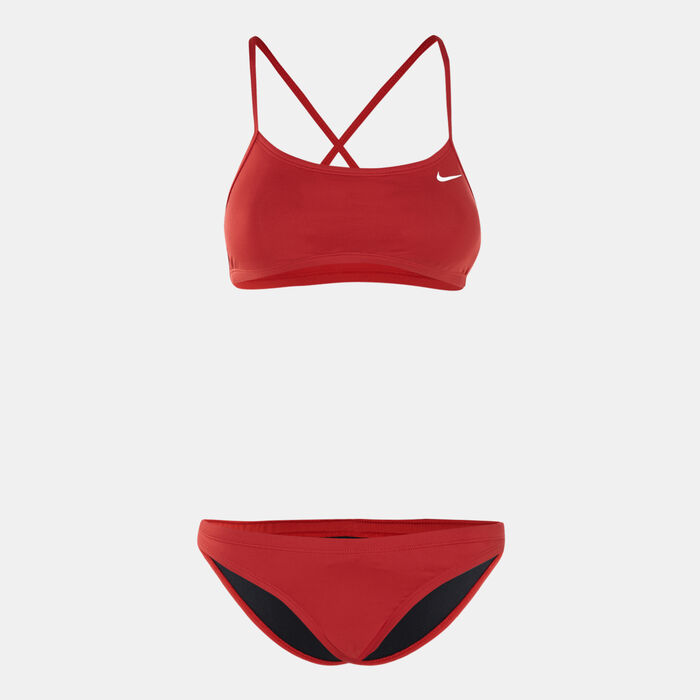 Nike Swim Women's Essential Racerback Bikini Set Red Nike Swim Women's Essential Racerback Bikini Set Red image number 0