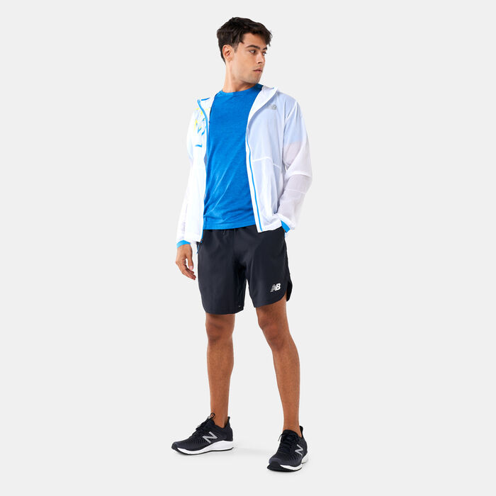 New Balance Men's Printed Impact Run Light Pack Jacket White New Balance Men's Printed Impact Run Light Pack Jacket White image number 2