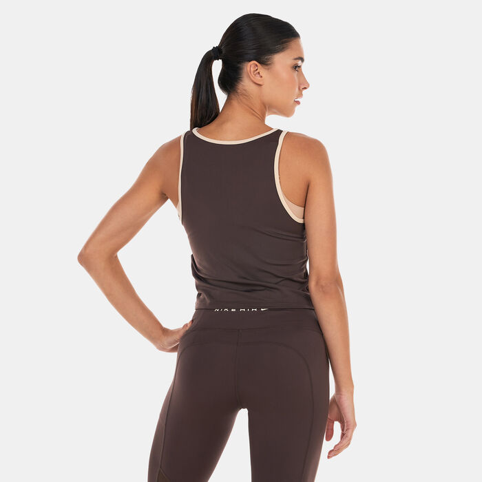 Nike Women's Air Dri-FIT 1/2-Zip Running Tank Top Brown image number 1