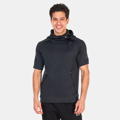 EA7 Emporio Armani Men's Vigor 7 Half Sleeve Hooded Sweatshirt Black EA7 Emporio Armani Men's Vigor 7 Half Sleeve Hooded Sweatshirt Black