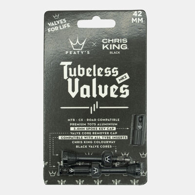Peaty’s x Chris King (MK2) Tubeless Valves - 42mm Black Peaty’s x Chris King (MK2) Tubeless Valves - 42mm Black