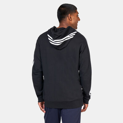 adidas Men's Essentials French Terry 3-Stripes Full-Zip Hoodie Black