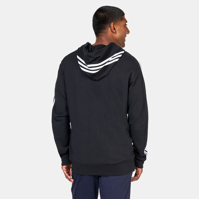 adidas Men's Essentials French Terry 3-Stripes Full-Zip Hoodie Black image number 1