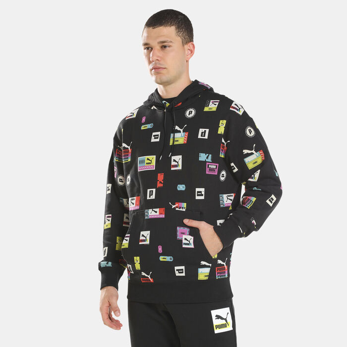 PUMA Men's Brand Love All-Over-Print TR Hoodie Black PUMA Men's Brand Love All-Over-Print TR Hoodie Black image number 0