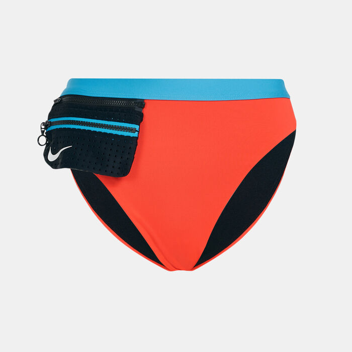 Nike Swim Women's Colourblock High-Waist Swimming Bikini Bottoms Red Nike Swim Women's Colourblock High-Waist Swimming Bikini Bottoms Red image number 0