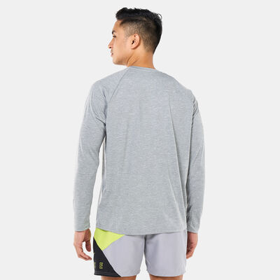 Nike Swim Men's Heathered Long-Sleeve Hydroguard Swim Shirt Grey