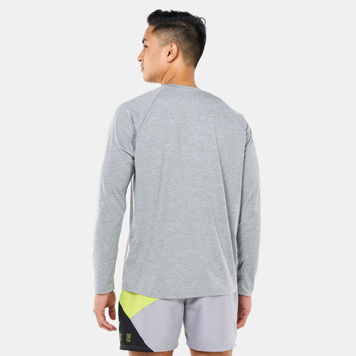 Nike Swim Men's Heathered Long-Sleeve Hydroguard Swim Shirt Grey Nike Swim Men's Heathered Long-Sleeve Hydroguard Swim Shirt Grey image number 1