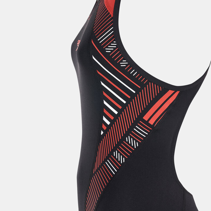 Speedo Women's Placement Laneback Swimsuit Black Speedo Women's Placement Laneback Swimsuit Black image number 3