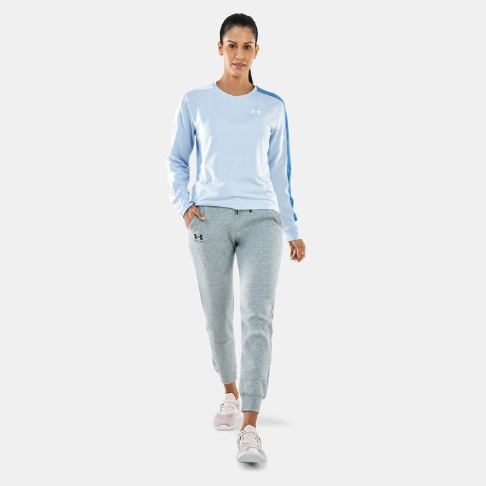 Under Armour Women's UA Rival Terry Colorblock Crew Sweatshirt Blue Under Armour Women's UA Rival Terry Colorblock Crew Sweatshirt Blue image number 2