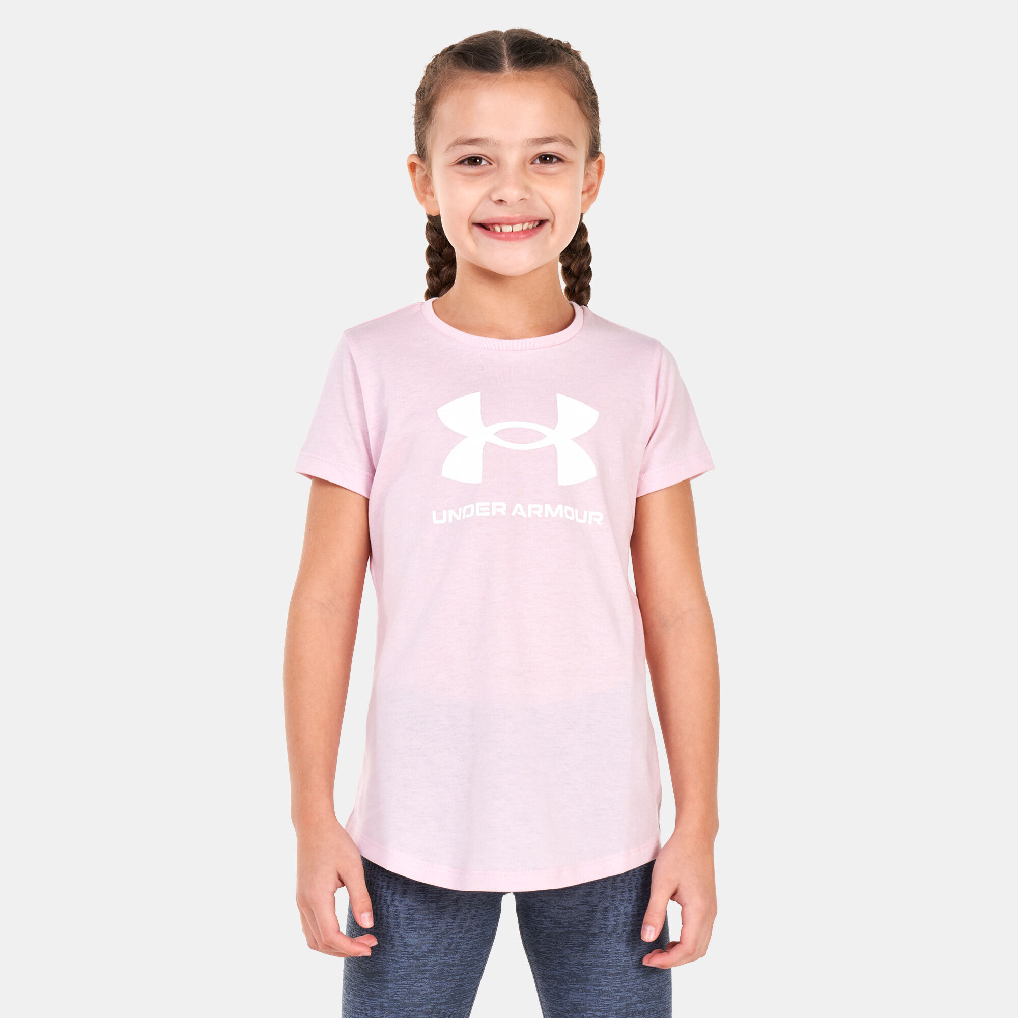 Pink under armour shirt youth sales