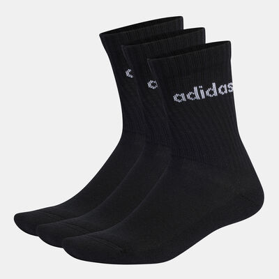 adidas Men's Linear Crew Cushioned Socks (3 Pack) Black adidas Men's Linear Crew Cushioned Socks (3 Pack) Black