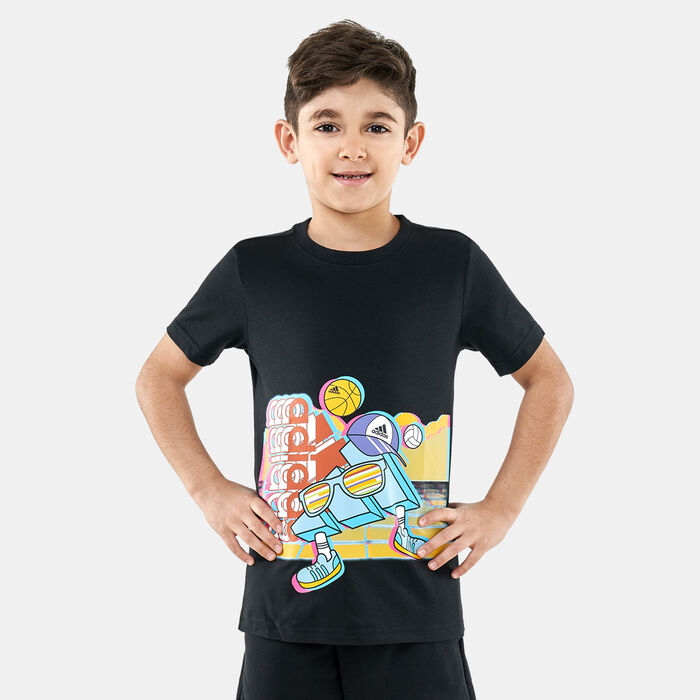 adidas Kids' Graphic Print T-Shirt Black adidas Kids' Graphic Print T-Shirt Black image number 0