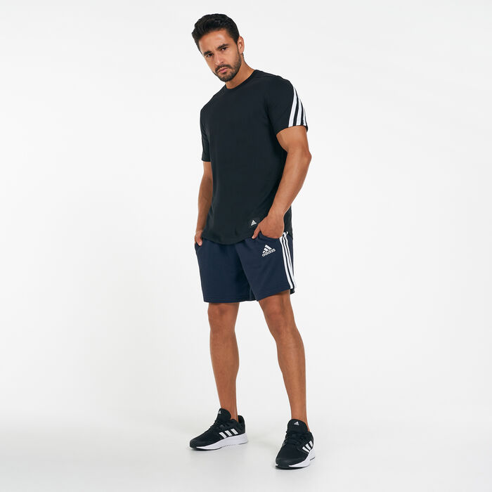 adidas Men's Essentials French Terry 3-Stripes Shorts White adidas Men's Essentials French Terry 3-Stripes Shorts White image number 2