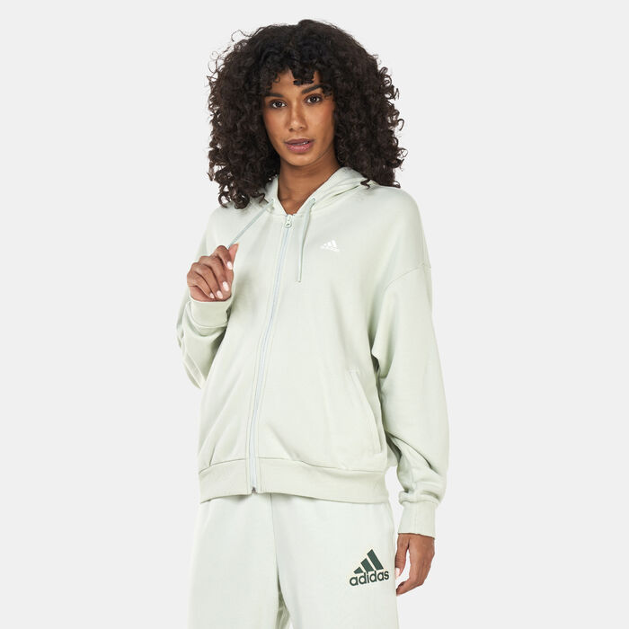 adidas Women's Essentials Logo Full-Zip Hoodie Green adidas Women's Essentials Logo Full-Zip Hoodie Green image number 0