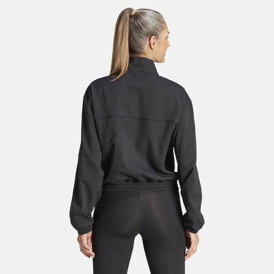 adidas Women's Train Essentials Woven 1/4-Zip Training Track Top Black