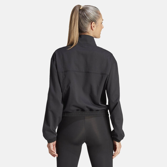 adidas Women's Train Essentials Woven 1/4-Zip Training Track Top Black adidas Women's Train Essentials Woven 1/4-Zip Training Track Top Black image number 1