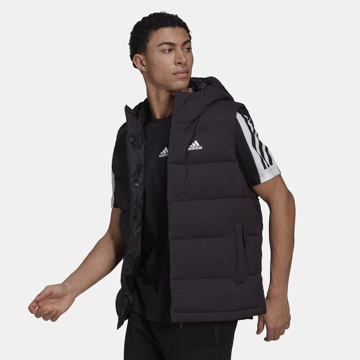adidas Men's Helionic Hooded Down Vest Jacket Black adidas Men's Helionic Hooded Down Vest Jacket Black image number 0