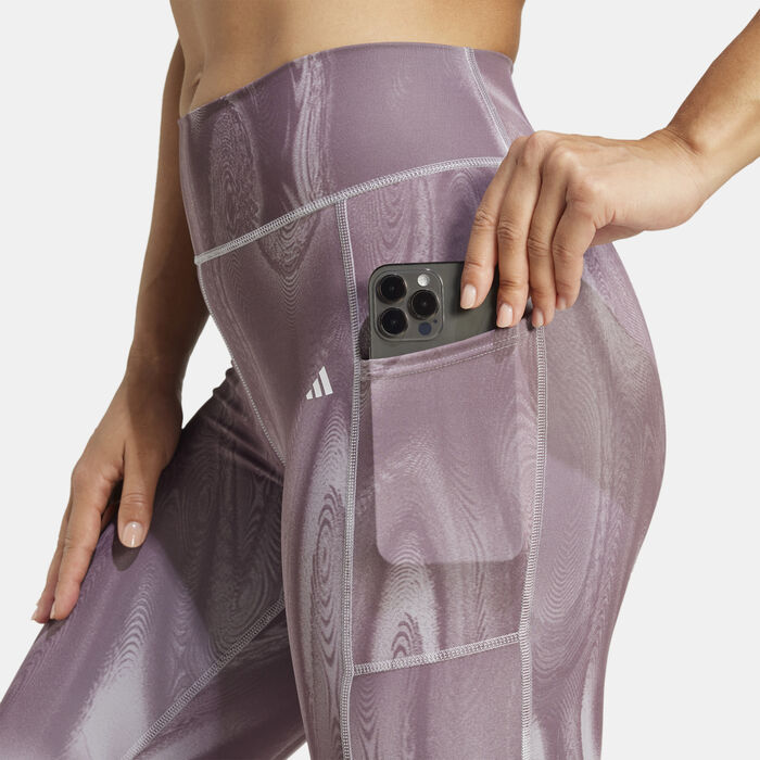 adidas Women's Optime Printed Training Leggings Grey adidas Women's Optime Printed Training Leggings Grey image number 4