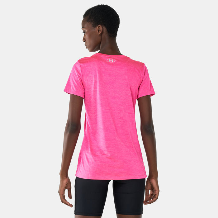 Under Armour Women's UA Tech™ Twist Training T-Shirt Pink Under Armour Women's UA Tech™ Twist Training T-Shirt Pink image number 1